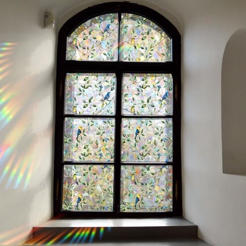 ZiStarlilife Fensterfolie, bunte Regenbögen, statische Glasfolie, Fenster, Privatsphäre, Dekoration, entfernbarer PVC-Fensteraufkleber für UV-Schutz, Heimdekorfolie, 43 x 100 cm (A) von ZiStarlilife