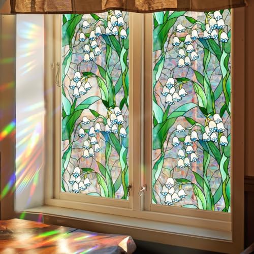 ZiStarlilife Fensterfolie, bunte Regenbögen, statische Glasfolie, Fenster, Privatsphäre, Dekoration, entfernbarer PVC-Fensteraufkleber für UV-Schutz, Heimdekorfolie, 43 x 100 cm (D) von ZiStarlilife