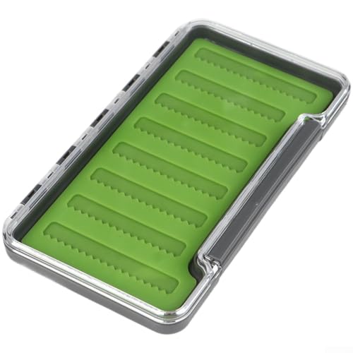 ZiStarlilife Grüne Fliegenfischbox mit transparentem Deckel und Silikon-Kartenschlitz für Köder und Haken (vergrößerter Sägezahn) von ZiStarlilife