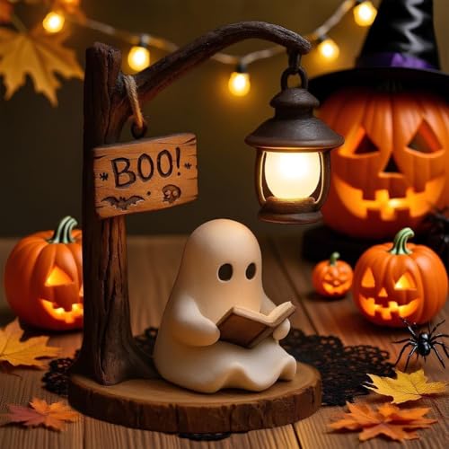 ZiStarlilife Halloween-Geister-Lampe, 3D-LED-Nachtlicht, niedliches Lesebuch-Design, 15 cm, Harz, batteriebetrieben, warmes Licht, Tischregal und Schlafzimmer, dekorative Lampe ZiStarlilife Halloween-Geister-Lampe, 3D-LED-Nachtlicht, niedliches Lesebuch-Design, 15 cm, Harz, batteriebetrieben, warmes Licht, Tischregal und Schlafzimmer, dekorative Lampe von ZiStarlilife