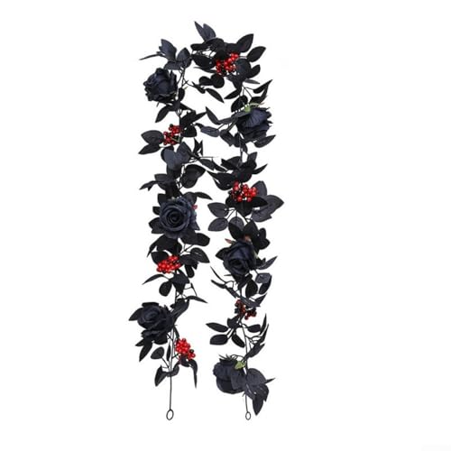 ZiStarlilife Halloween-Girlande, künstliche Rosen, hängende Ranken, 1,5 m, Seidenblumen, künstliche Rosen, Girlanden für Zuhause, Büro, Hochzeit, Party, Fenster, Wanddekoration (F) von ZiStarlilife