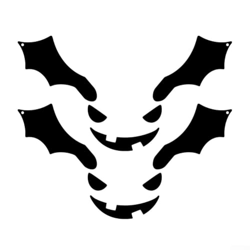 ZiStarlilife Halloween-Kürbis-Dekoration, Eiseneinsätze für den Innen- und Außenbereich, kreatives Fledermaus-Design Gesicht, dekoratives Kit, kein Schnitzen erforderlich, wiederverwendbare festliche von ZiStarlilife