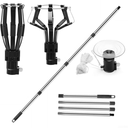 ZiStarlilife Lampenwechsler für hohe Deckenleuchten mit 3 austauschbaren Köpfen, verstellbare Edelstahlstange, erreicht bis zu 360 cm, für LED-Einbau- und Flutlichter (4-teilige Stange) von ZiStarlilife