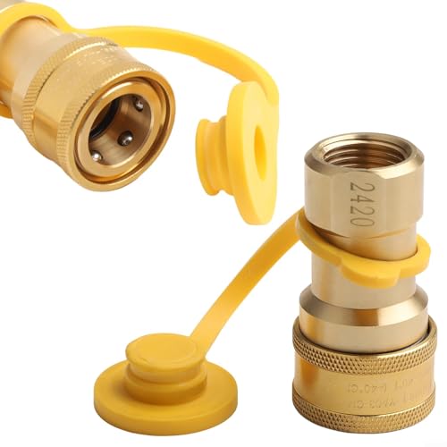 ZiStarlilife Messing Gas Schnellanschluss Adapter 1/5.1 cm Gas Schnellverbinder Kit für Niederdruck Erdgas oder Propan Systeme Innengewinde Gold von ZiStarlilife