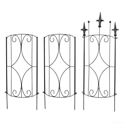 ZiStarlilife Metall-Garten-Rankgitter für den Innen- und Außenbereich, Klettergerüst für Topfpflanzen mit gebogenem Design, 3-teiliges Set (schwarz) von ZiStarlilife