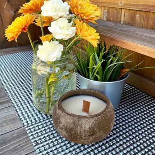 ZiStarlilife Natürliche Kokosnussschalen-Kerzenhalter mit Aromatherapie-Kerzen, handgefertigt, umweltfreundlich, Kerzenbecher für Heimdekoration, 9–11 cm Durchmesser (Originalgeschmack) von ZiStarlilife