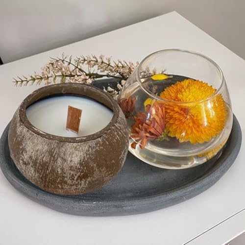 ZiStarlilife Natürliche Kokosnussschalen-Kerzenhalter mit Aromatherapie-Kerzen, handgefertigt, umweltfreundlich, Kerzenbecher für Heimdekoration, 9–11 cm Durchmesser (Zitronengeschmack) von ZiStarlilife