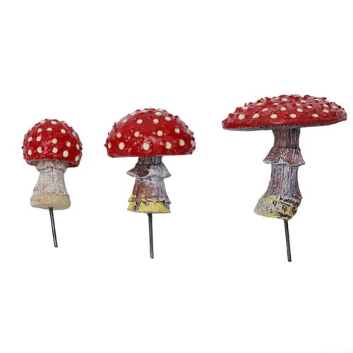ZiStarlilife Pilzdekor Garten Leuchtende Pilz Ornamente Set Harz Fliegenpilz Statuen Rote Kappe Weiß Glow Outdoor Dekorative Pilze für Hof Rasen Weg Terrasse von ZiStarlilife