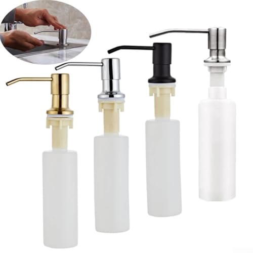 ZiStarlilife Seifenspender für Küchenspüle, 500 ml, schwarze ABS-Flasche, mit Edelstahlkopf, unter der Theke montiert, Flüssigwaschmittelspender für Küche, Badezimmer (schwarz) von ZiStarlilife