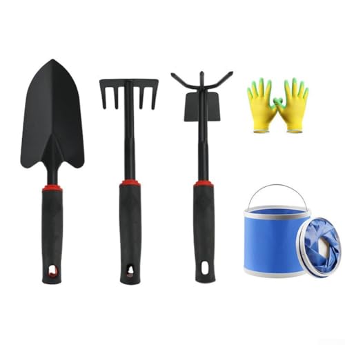 ZiStarlilife Strandschaufel-Set, 5-teilig, Strandkämm-Werkzeug-Set, mit faltbaren Eimer-Handschuhen zum Graben von Muscheln, Schnecken, Muscheln, Outdoor-Camping, A (5 Set)) von ZiStarlilife