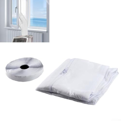 ZiStarlilife Tragbares Klimaanlagen-Fensterdichtungs-Set, Doppelschlauch, Polyestertuch für Dachfenster, Schiebefenster, kompatibel mit Wechselstromgeräten und Trocknern, 300 cm (400 cm) von ZiStarlilife