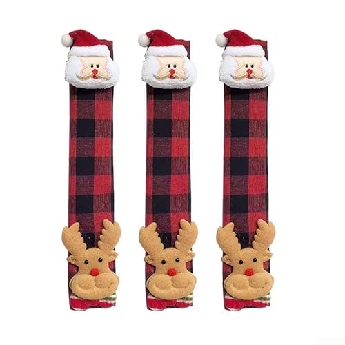 ZiStarlilife Weihnachts-Kühlschrank-Türgriff-Abdeckung, Vliesstoff, Schutzgerät, Griffwickel mit festlichem Weihnachtsmann, Schneemann, Elch, Design für Kühlschrank, Mikrowelle (B) von ZiStarlilife