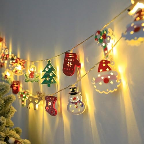 ZiStarlilife Weihnachtslichterkette mit Fernbedienung – 20 LED Weihnachtsmann Schneemann Baum Lichter batteriebetrieben wasserdichte Lichterkette für drinnen und draußen (Mix) von ZiStarlilife