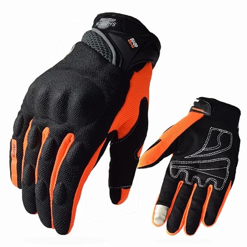 ZiYouao Motorradhandschuhe Sommer Touchscreen Motorrad Reithandschuh Vollfinger Mesh Atmungsaktiv Motocross Handschuh MTB Dirt Bike Handschuhe Motorrad Handschuhe(Orange,L) von ZiYouao