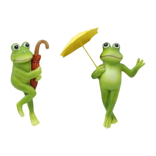 Ｚｉａｌｏｆｉ 2X Garten Frosch Statuen Terrasse Housewarming Teich Blumentopf Hugger Figuren von Ｚｉａｌｏｆｉ