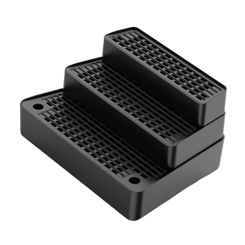 Ｚｉａｌｏｆｉ Katzentoilettenrampe Toilettenrampe Katzentreppe Stufenmatte mit DREI Stufen Und Höhenverstellbarem Aufbau für Automatische Katzentoiletten, Schwarz von Ｚｉａｌｏｆｉ