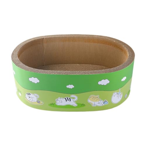 Ｚｉａｌｏｆｉ Kratzbrett Als Ovale Kratzschale Und Katzenbett EIN Kratzmöbel Als Spielzeug Aus Wellpappe Als Schlafcouch für Katzen Zum Ausleben des Kratzinstinkts, M von Ｚｉａｌｏｆｉ