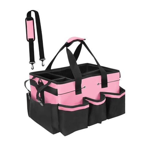 Zialofi Reinigungswerkzeugtasche Putzmitteltasche Aufbewahrungstasche Und Werkzeug Organizer Geräumig mit Vielen Fächern für Die Lagerung Im Haus Und in Der G, Pink Schwarz Zialofi Reinigungswerkzeugtasche Putzmitteltasche Aufbewahrungstasche Und Werkzeug Organizer Geräumig mit Vielen Fächern für Die Lagerung Im Haus Und in Der G, Pink Schwarz von Zialofi
