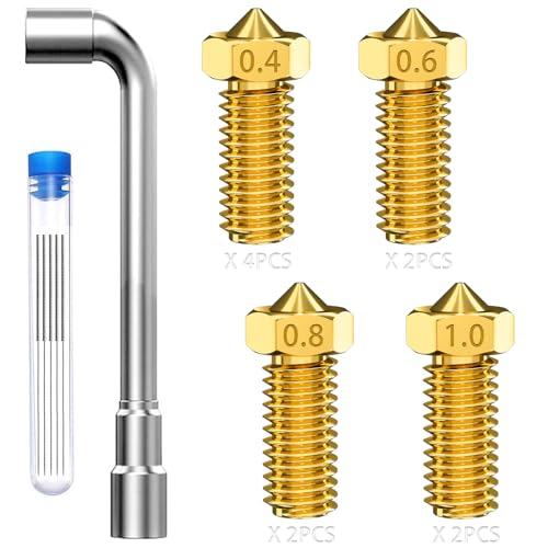 Ziamzra 10 Stück 3D Drucker Düse Set Extruder Messing Düse Nozzle Langgröße 0.4mm 0.6mm 0.8mm 1.0mm für 3D Drucker Filament 1.75mm mit Düsenreinigungsnadeln 3D Drucker Zubehör für 3D Printer von Ziamzra