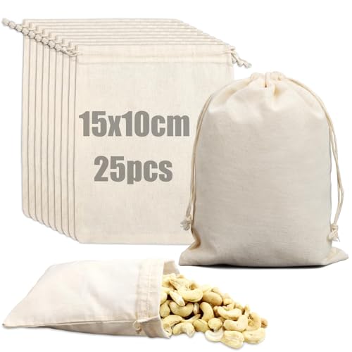 Ziamzra 25 Stück Baumwollsäckchen 15x10cm Klein Geschenkbeutel Jutesäckchen Leinensäckchen Stoffbeutel Mit Kordelzug für DIY Hochzeit Weihnachten Party Adventskalender Ziamzra 25 Stück Baumwollsäckchen 15x10cm Klein Geschenkbeutel Jutesäckchen Leinensäckchen Stoffbeutel Mit Kordelzug für DIY Hochzeit Weihnachten Party Adventskalender von Ziamzra