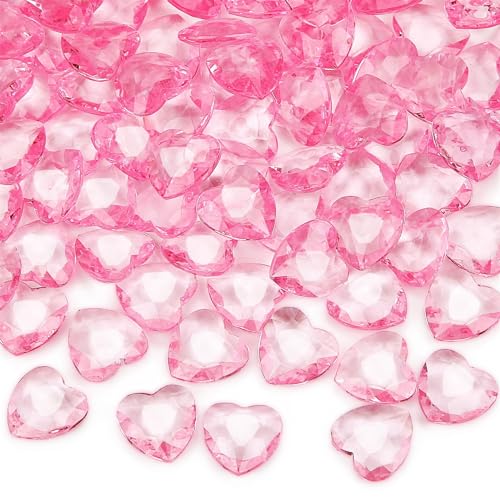 Ziamzra 600 Stück Streudeko Geburtstag Rosa Diamantene Deko Herz Diamantene Hochzeit Tischdeko Geburtstag Kristall Deko Acryl Dekosteine Glassteine Deko für DIY Vase Valentinstag - 12mm von Ziamzra