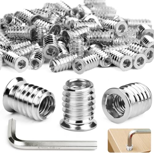 Ziamzra 80 Stück Gewindeeinsatz Holz M6x20mm Einschraubmutter Verzinktem Einschraubmuttern M6 Einschraubmuffen Hex Innensechskant Gewindehülsen für Stahl Kiefer Sperrholz Verbundplatten Ziamzra 80 Stück Gewindeeinsatz Holz M6x20mm Einschraubmutter Verzinktem Einschraubmuttern M6 Einschraubmuffen Hex Innensechskant Gewindehülsen für Stahl Kiefer Sperrholz Verbundplatten von Ziamzra