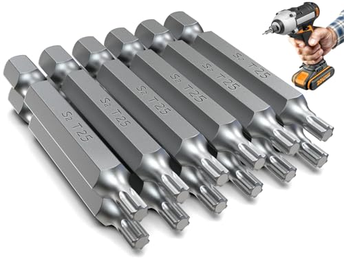 Ziamzra T25 Bit Lang Torx Bit 50 mm Ersatz Bits Torx T25 Bit Torx Bitsatz aus S2 Stahl Torx T25 Magnetischer Bit-Sortiment 1/4 Sechskantschaft Stern Bit Torx Lang Bit für Schrauberbit(12 Stück) von Ziamzra