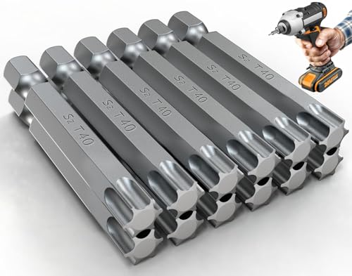 Ziamzra T40 Bit Lang Torx Bit 50 mm Ersatz Bits Torx T40 Bit Torx Bitsatz aus S2 Stahl Torx T40 Magnetischer Stern Bit 1/4 Sechskantschaft Bit-Sortiment für Schrauberbit(12 Stück) von Ziamzra
