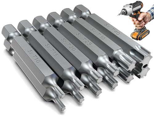 Ziamzra Torx Bit Set 12 Stück Torx Bit Lang 50 mm T10 T15 T20 T25 T30 T40 Bit Torx Bitsatz aus S2 Stahl Stern Bit Magnetischer Ersatz Bits Torx 1/4 Sechskantschaft Bit-Sortiment für Schrauberbit Ziamzra Torx Bit Set 12 Stück Torx Bit Lang 50 mm T10 T15 T20 T25 T30 T40 Bit Torx Bitsatz aus S2 Stahl Stern Bit Magnetischer Ersatz Bits Torx 1/4 Sechskantschaft Bit-Sortiment für Schrauberbit von Ziamzra