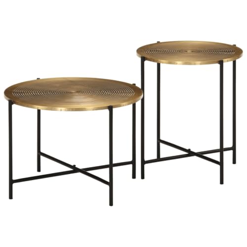 Couchtische 2er Set, Messing und Schwarz Metall, Rund Ø40/Ø50 cm, Robuste Wohnzimmertische für Zuhause, Moderner Beistelltisch im Wohnzimmer Couchtische 2er Set, Messing und Schwarz Metall, Rund Ø40/Ø50 cm, Robuste Wohnzimmertische für Zuhause, Moderner Beistelltisch im Wohnzimmer von Ziaphsol