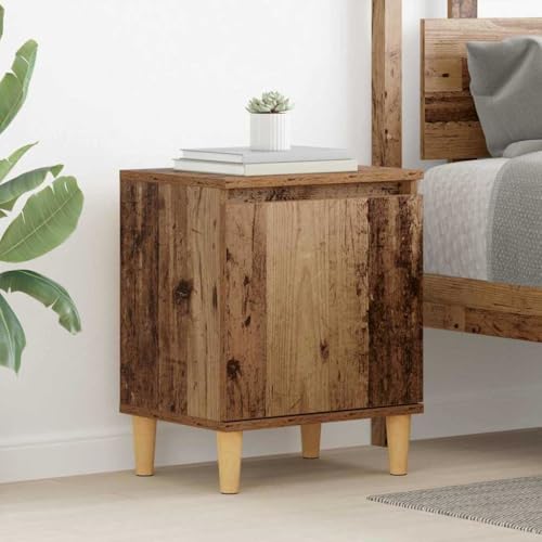 Ziaphsol Alter Holz Nachttisch für Schlafzimmer aus massivem Altholz, recyceltes Holz mit rustikalem Design, praktischer Beistelltisch von Ziaphsol