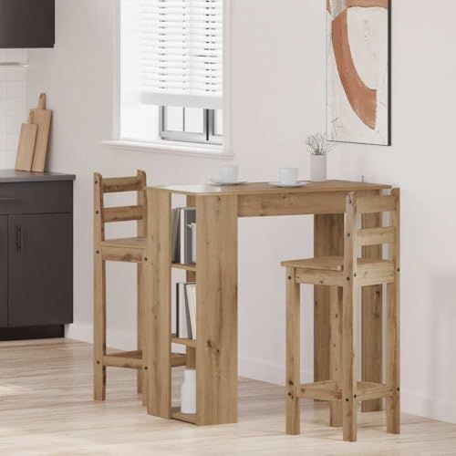 Ziaphsol Bartisch mit Regal, Artisan-Eiche, 102x50x103,5 cm, Holzwerkstoff, robuster Stehtisch für Küche und Esszimmer, moderner Bistrotisch mit viel Stauraum von Ziaphsol