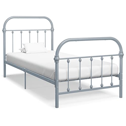 Ziaphsol Bettgestell Grau Metall 100x200 cm, Robustes Einzelbett für Schlafzimmer, Stabiler Lattenrost, modernes Design, einfache Montage für erholsamen Schlaf Ziaphsol Bettgestell Grau Metall 100x200 cm, Robustes Einzelbett für Schlafzimmer, Stabiler Lattenrost, modernes Design, einfache Montage für erholsamen Schlaf von Ziaphsol