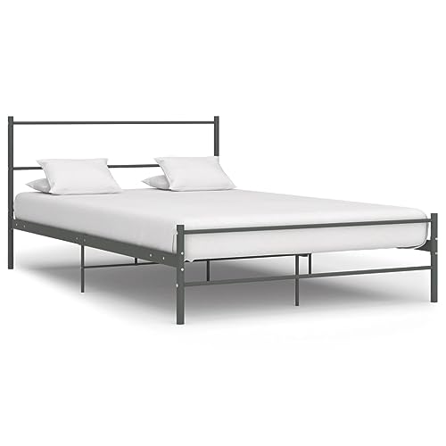 Ziaphsol Bettgestell Grau Metall 120x200 cm, Robustes Einzelbett für Schlafzimmer, Stabiler Lattenrost, langlebige Möbel, modernes Design von Ziaphsol