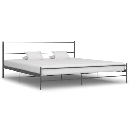 Ziaphsol Bettgestell Grau Metall 180x200 cm, Robustes Doppelbett mit Pulverbeschichtung, Kratzfestes Schlafzimmer Möbel für Matratzen 200x180 cm von Ziaphsol