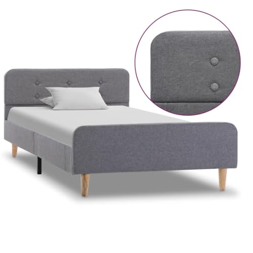 Ziaphsol Bettgestell Hellgrau Stoff, 100x200 cm, Robustes Schlafzimmer-Möbel mit pulverbeschichteten Stahlbeinen, Elegantes Design für Matratzen, einfache Montage von Ziaphsol