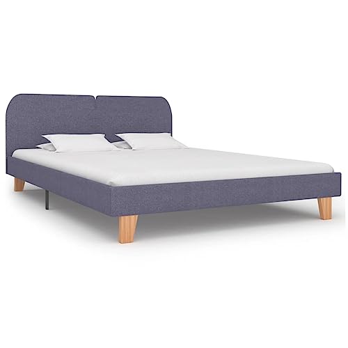 Ziaphsol Bettgestell Hellgrau Stoff 160x200 cm, Robustes Doppelbett mit Holzbeinen, Elegantes Design für Schlafzimmer Möbel, langlebiger Plattformrahmen von Ziaphsol