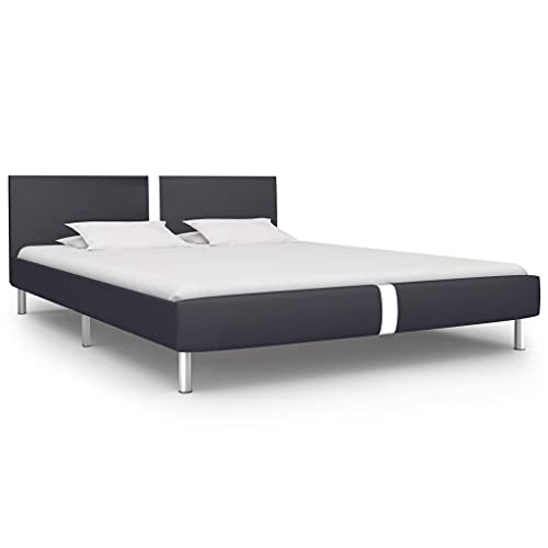 Ziaphsol Bettgestell Schwarz Kunstleder 120 x 200 cm, Modernes Schlafzimmer Möbel, Robuster Bed Frame mit Stahlfüßen, Elegantes Plattformbett für erholsamen Schlaf von Ziaphsol