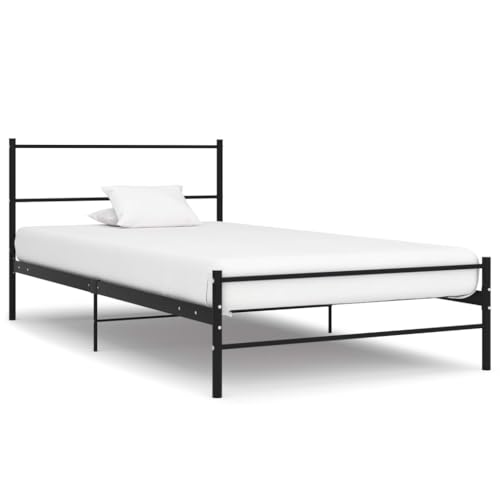 Ziaphsol Bettgestell Schwarz Metall 100 × 200 cm, Einzelbett Stabil Robust, Kratzfestes Design Schlafzimmer Möbel, Pulverbeschichtet, Zeitlose Ästhetik von Ziaphsol