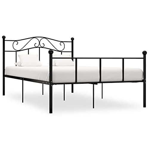 Ziaphsol Bettgestell Schwarz Metall 140x200 cm, Robuster Plattform-Bettrahmen für Schlafzimmer, Elegantes Design, Einfache Montage, Solide Unterstützung für erholsamen Schlaf von Ziaphsol
