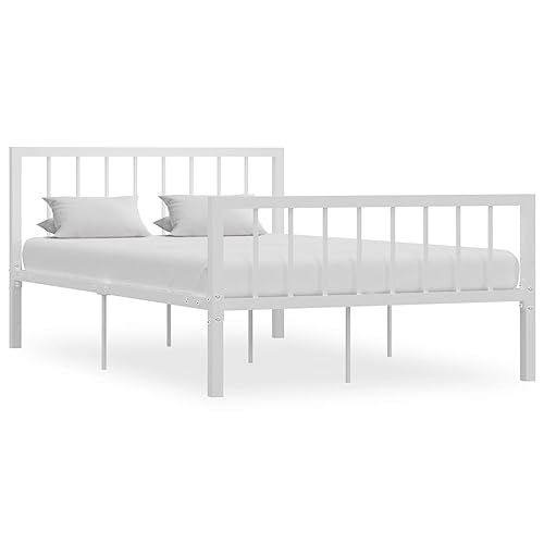 Ziaphsol Bettgestell Weiß Metall 120x200 cm, Stabiles Einzelbett mit Lattenrost, Modernes Design für Schlafzimmer, Robuste Konstruktion, Einfacher Aufbau von Ziaphsol
