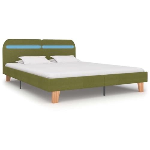 Ziaphsol Bettgestell mit LED Grün Stoff 180x200 cm, Modernes Polsterbett, Robustes Doppelbett mit Fernbedienung, Elegantes Schlafzimmer-Möbel von Ziaphsol