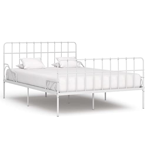 Ziaphsol Bettgestell mit Lattenrost Weiß Metall 120x200 cm, Robustes Einzelbett Schlafzimmer Möbel, dekoratives Plattformbett für Erwachsene & Jugendliche von Ziaphsol