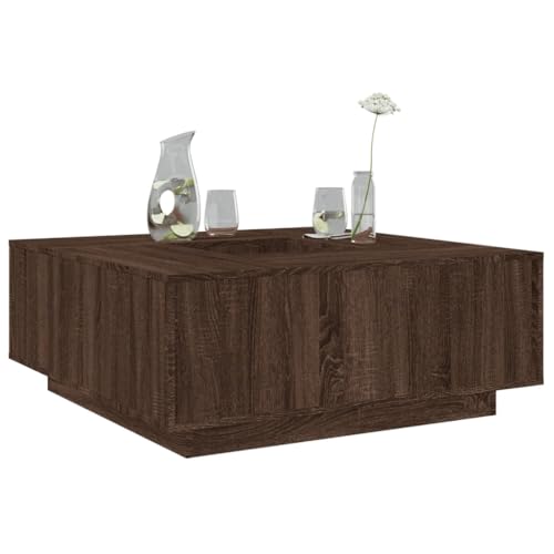 Ziaphsol Couchtisch Braun Eichen-Optik, 100x100x40 cm Holzwerkstoff, quadratisch, stabil, modernes Design für Wohnzimmer, vielseitig einsetzbar von Ziaphsol