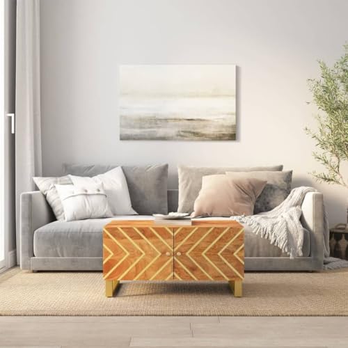 Ziaphsol Couchtisch Braun Schwarz 80x50x40 cm, Massivholz Mango Akazie Finish, Wohnzimmertisch mit Stauraum, Eisenbeine, moderner Kaffeetisch von Ziaphsol