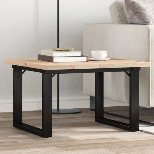 Ziaphsol Couchtisch O-Gestell aus massivem Kiefernholz und pulverbeschichtetem Stahl, 60x60x40,5cm, Moderner Wohnzimmer Akzent, Robuster Beistelltisch mit eleganter Optik von Ziaphsol