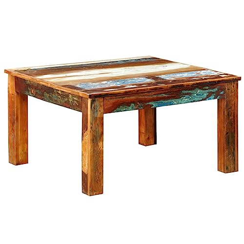 Ziaphsol Couchtisch Quadratisch Altholz Massivholz, 80x80x45cm, Recyceltes Teak- & Mangoholz, Handgefertigt, Einzigartiges Design für Wohnzimmer, Langlebig von Ziaphsol