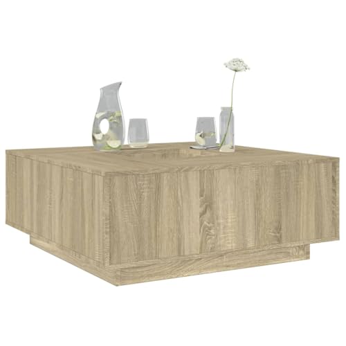 Ziaphsol Couchtisch Sonoma-Eiche 100x100x40 cm, Holzwerkstoff, quadratischer Kaffeetisch für Wohnzimmer, Stabiler Beistelltisch, modernes Design, robuste Ablage von Ziaphsol