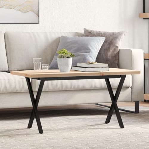 Ziaphsol Couchtisch X-Gestell 90x40x45,5cm Massivholz Kiefer & Stahlrahmen, Moderner Wohnzimmertisch mit robuster X-Struktur, Eleganter Sofatisch für Wohnzimmer von Ziaphsol