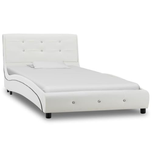 Ziaphsol Elegantes Bett mit Memoryschaum-Matratze, weiß, Kunstleder, 90x200 cm, robuster Eisenrahmen, ideal für Schlafzimmer, modernes Polsterbett Ziaphsol Elegantes Bett mit Memoryschaum-Matratze, weiß, Kunstleder, 90x200 cm, robuster Eisenrahmen, ideal für Schlafzimmer, modernes Polsterbett von Ziaphsol